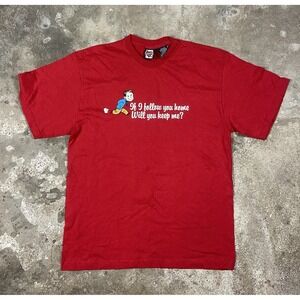 Ace of Hearts T-Shirt Size Large Red Cartoon Graphic Logo Cotton Crew Neck